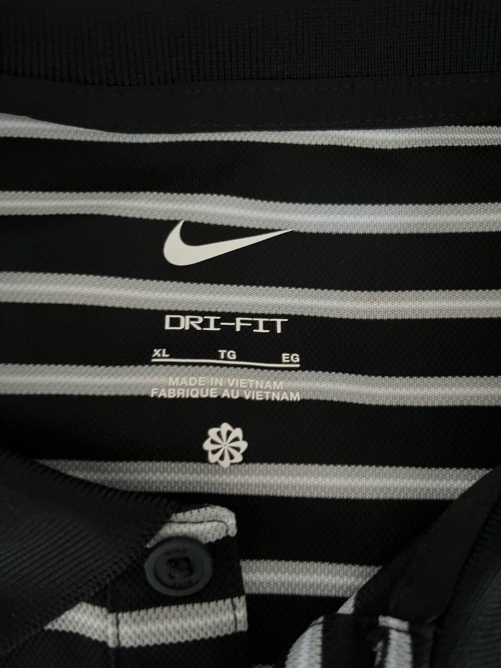 Nike Dri-FIT Black & White shirt sleeve Striped Polo size xl - Picture 3 of 3
